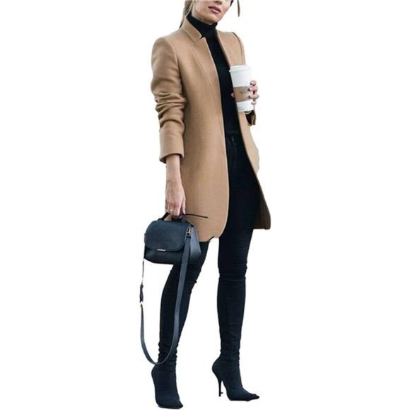 Stand-Collar Plain Sweat Casual Simple Chic Parka main image 1